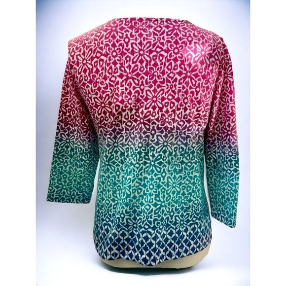 Ruby Rd petite quarter sleeve embellished collar spandex pullover tunic top PM - Picture 6 of 10